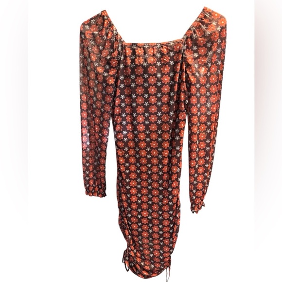 MADDEN NYC FLOWER PRINT CASUAL DRESSY RUCHED SUMMER BODYCON DRESS NWT SZ XS - Picture 5 of 8